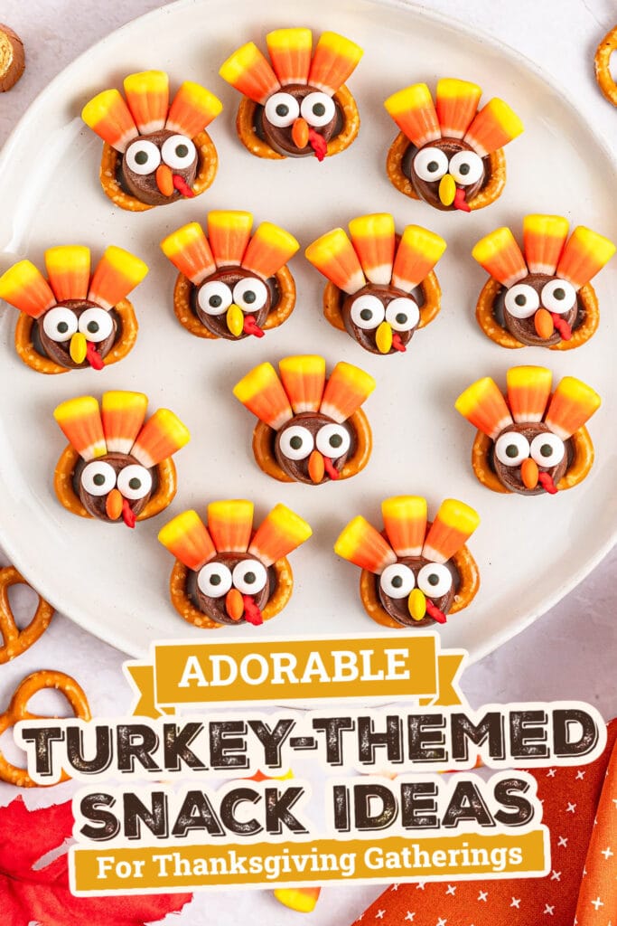 Turkey-Themed Snacks-Thanksgiving Rolo Pretzel Turkey Treats