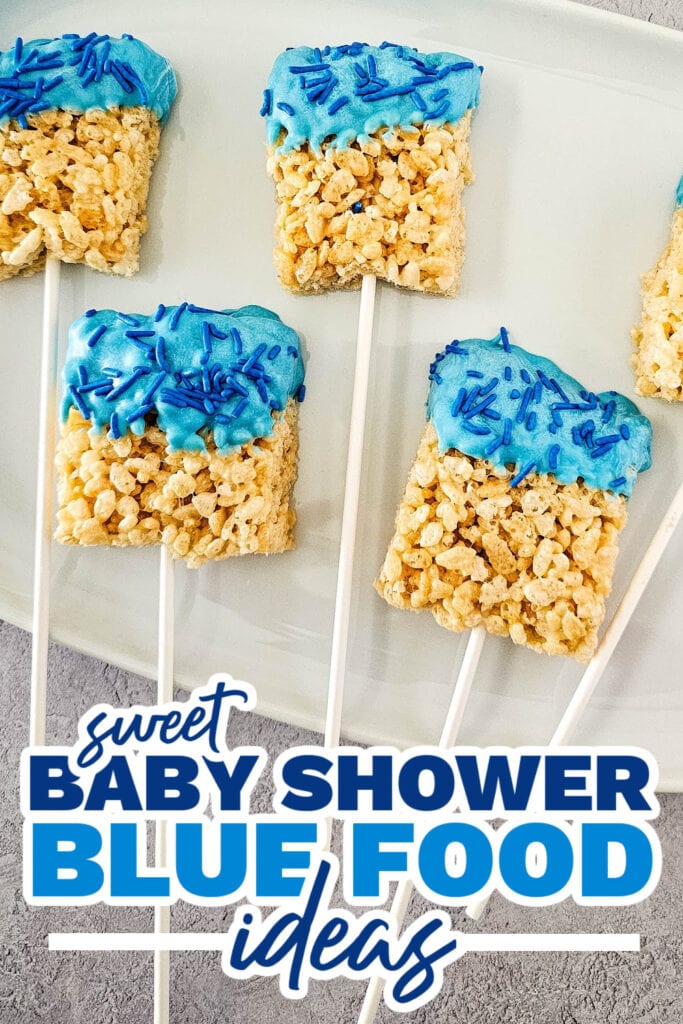 blue baby shower food ideas - Blue Candy Coated Krispies Pops copy