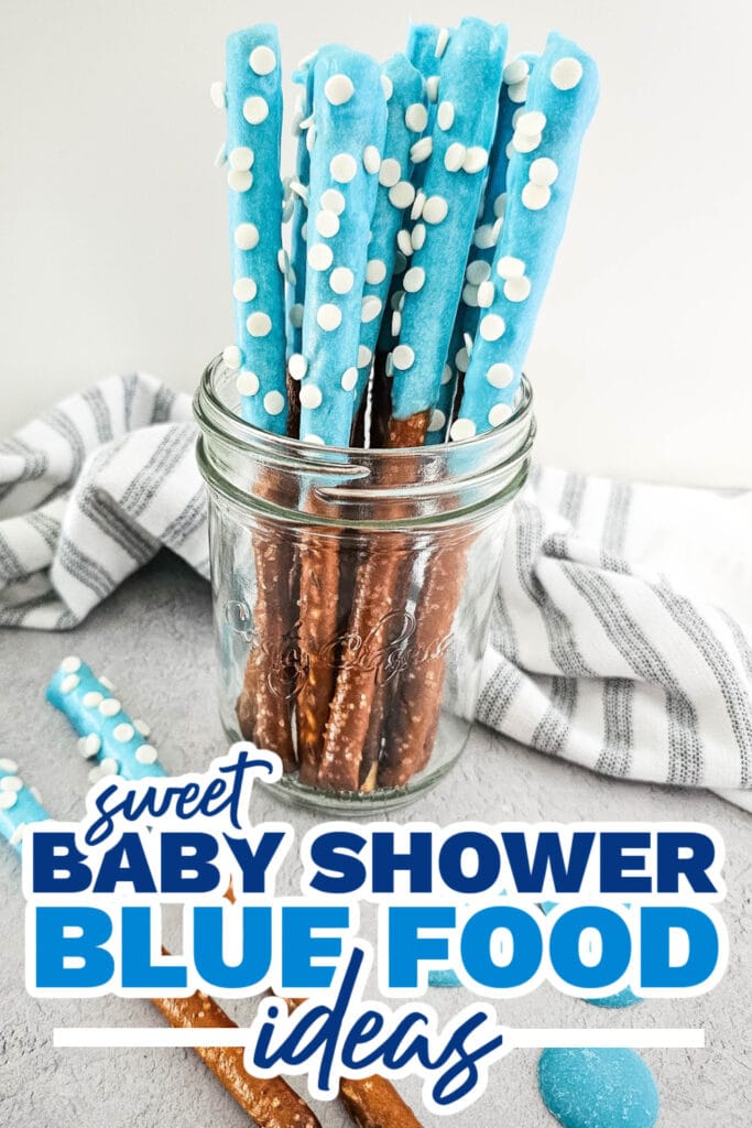 blue baby shower food ideas - Blue Candy Coated Pretzel Rods copy