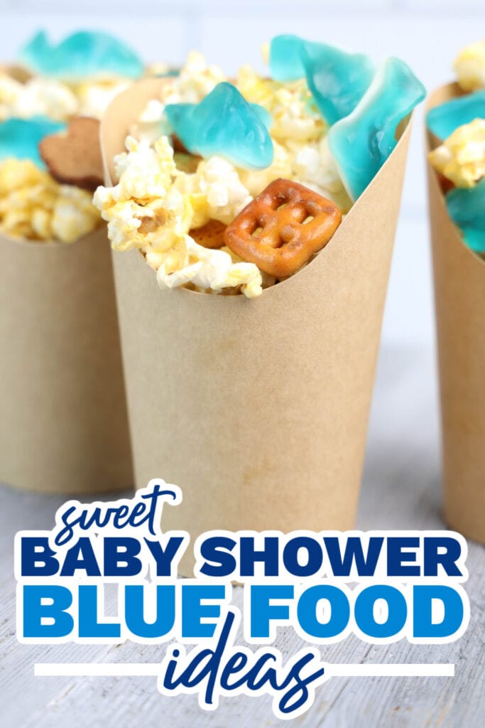 blue baby shower food ideas - Fin-tastic Shark Snack Cups copy
