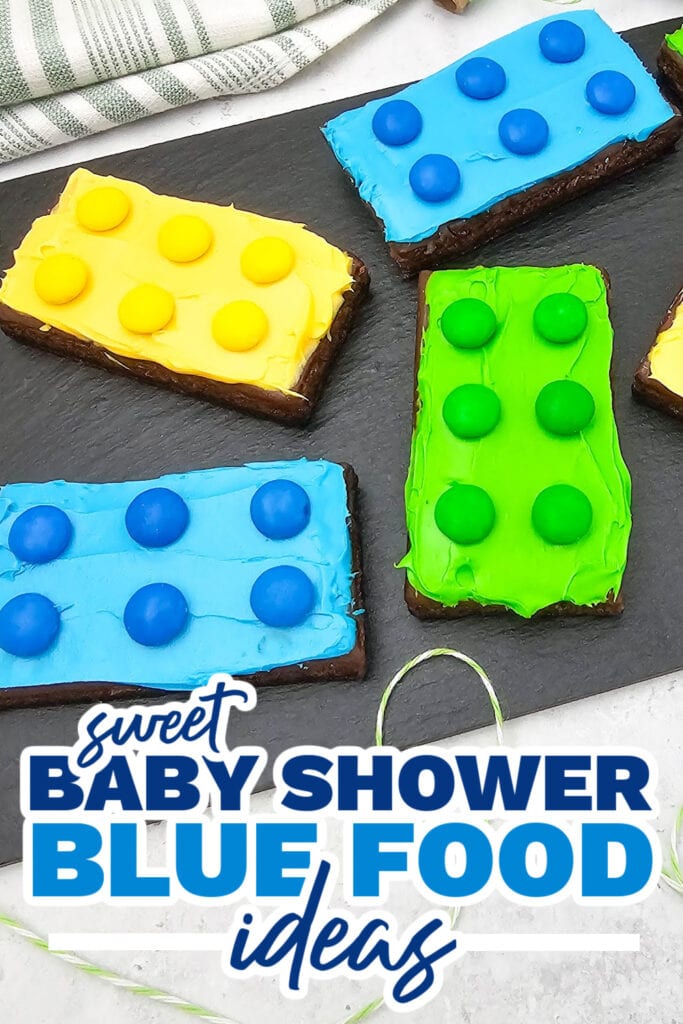 blue baby shower food ideas - Lego Brownies copy