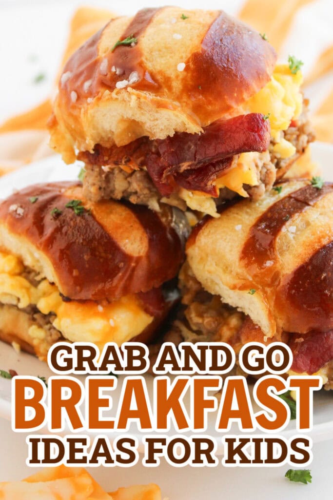 breakfast for kids - Sausage Sliders on Pretzel Buns