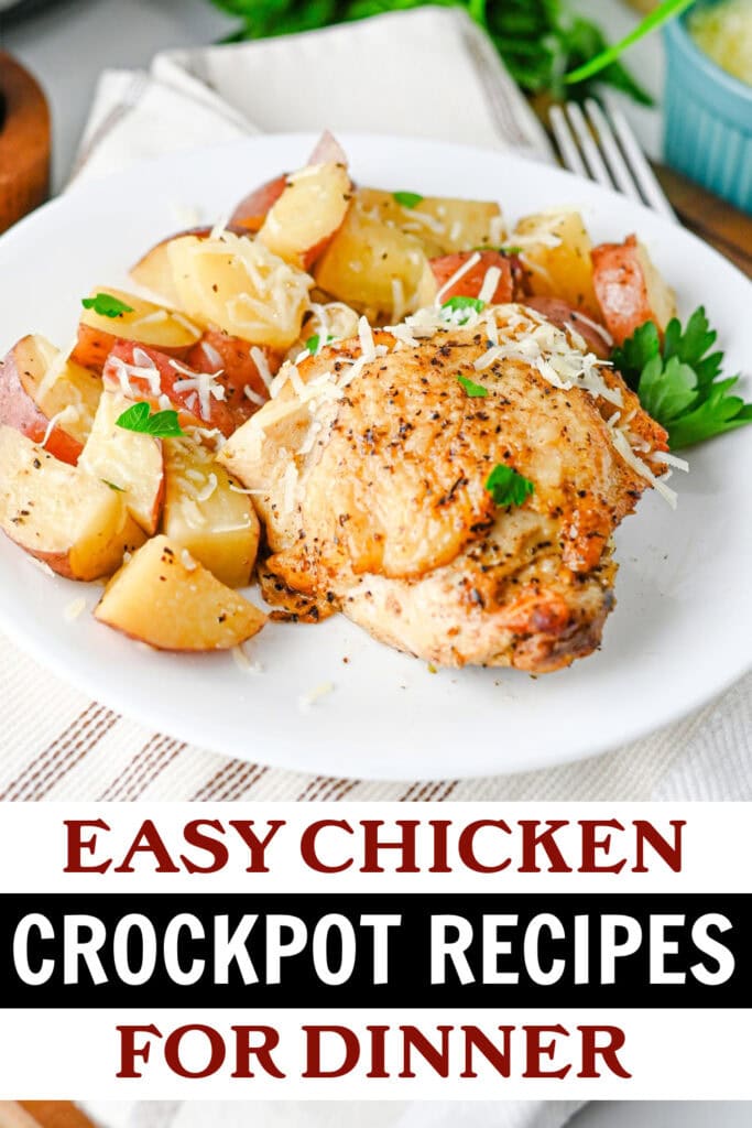 chicken crockpot recipes - Slow Cooker Garlic Parmesan Chicken and Potatoes copy