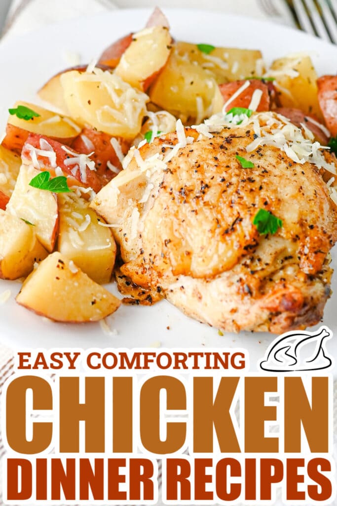 chicken dinner recipes - Slow Cooker Garlic Parmesan Chicken and Potatoes