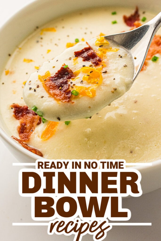 dinner bowl recipes - Creamy Chicken Stock Potato Soup Bowls copy
