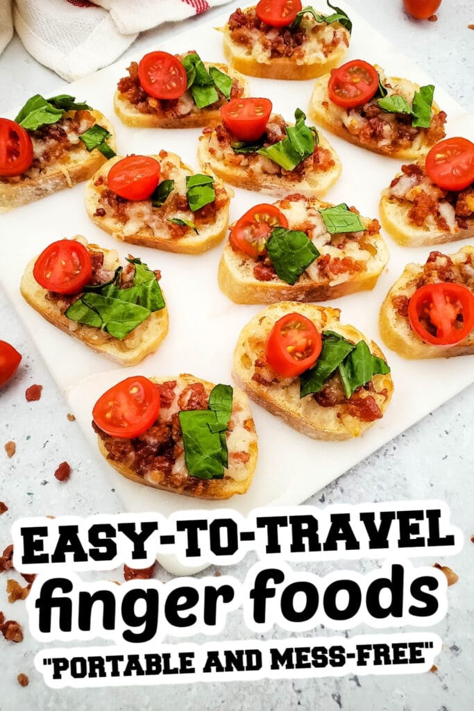easy to travel finger food -Bacon-Topped BLT Crostini