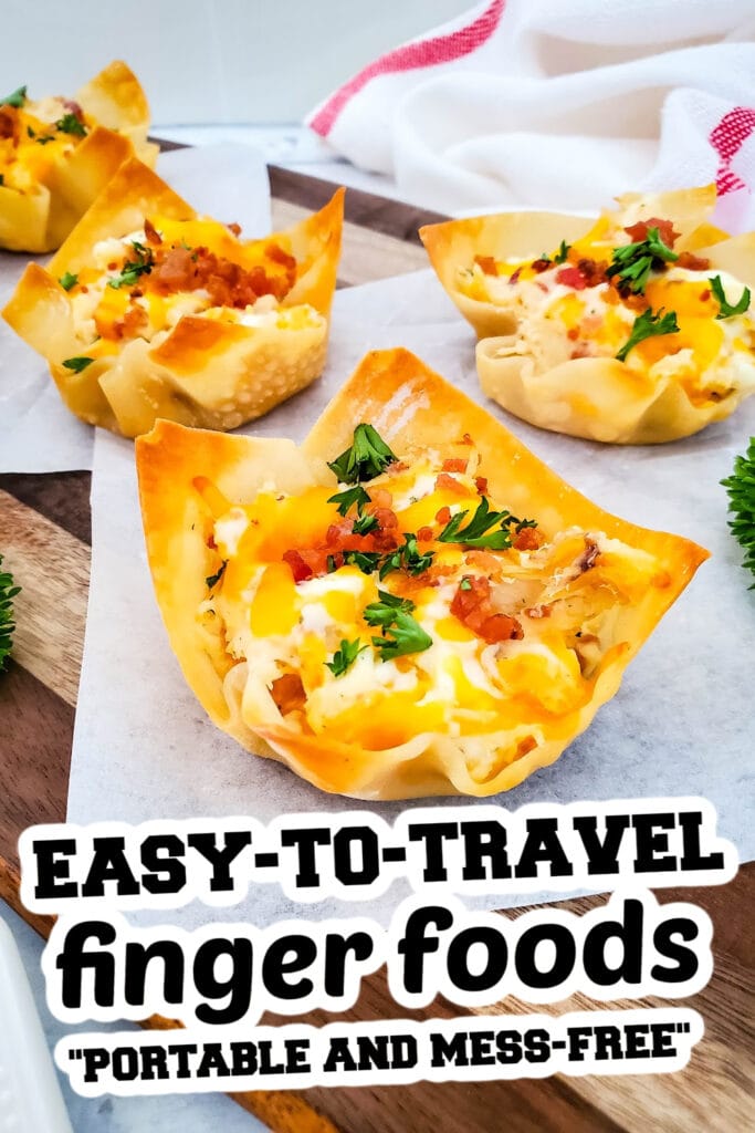 easy to travel finger food -Cheesy Ranch Chicken Wonton Cups
