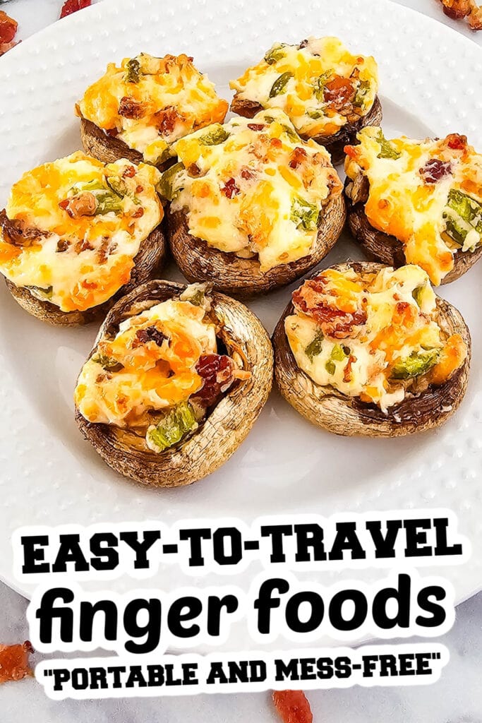 easy to travel finger food - Jalapeño Popper Stuffed Mushrooms