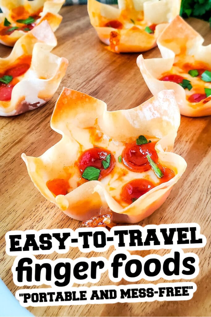 easy to travel finger food - Pizza Wonton Cups
