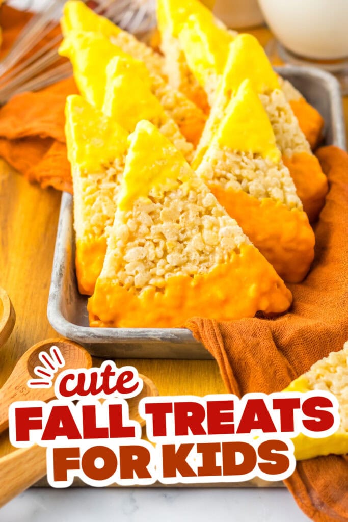 fall treats for kids - Candy Corn Rice Krispies copy