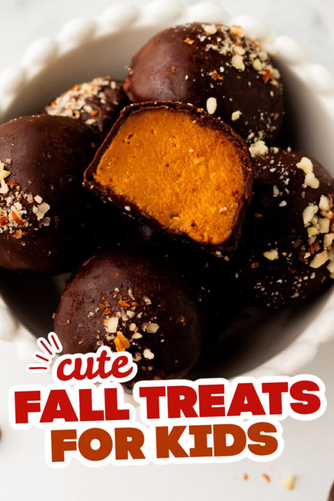 fall treats for kids - Dark Chocolate Pumpkin Truffles copy