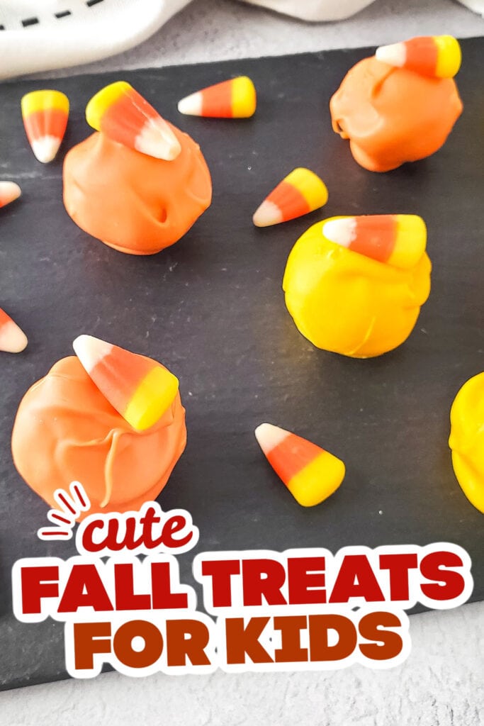 fall treats for kids - Sweet Candy Corn Oreo Truffles copy