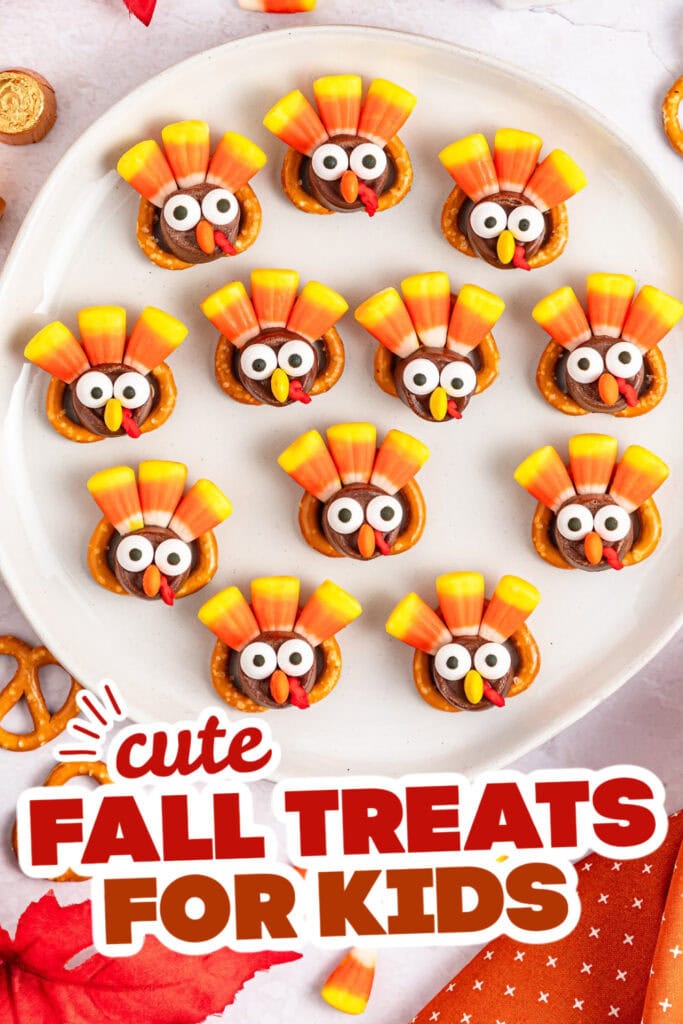 fall treats for kids - Thanksgiving Rolo Pretzel Turkey Treats copy