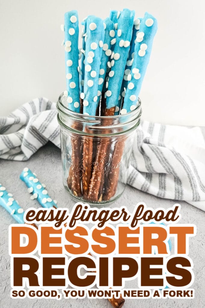finger food desserts - Blue Candy Coated Pretzel Rods