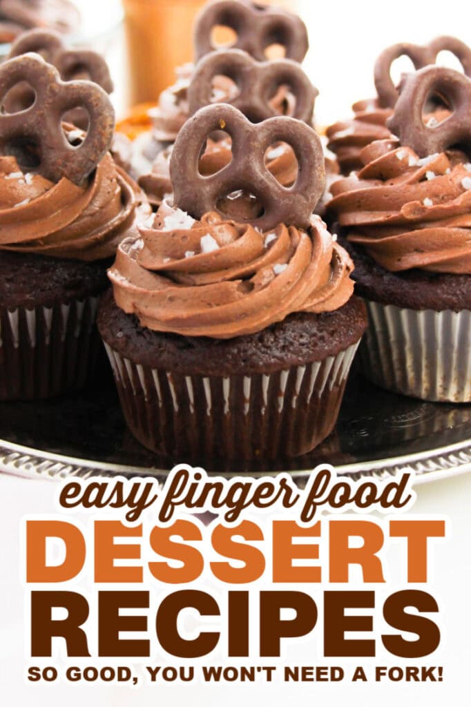 finger food desserts - Chocolate Pretzel Cupcakes