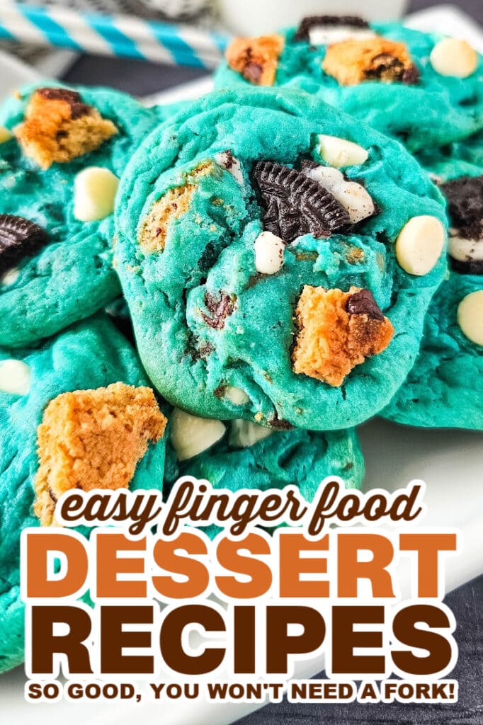 finger food desserts - Cookie Monster Cake Mix Cookies