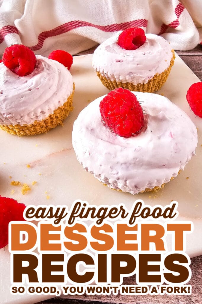 finger food desserts - Mini No-Bake Raspberry Cheesecakes