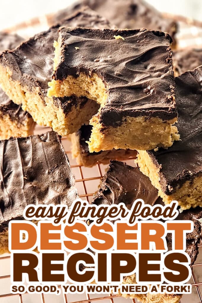 finger food desserts - Peanut Butter Chocolate Rice Krispie Treats