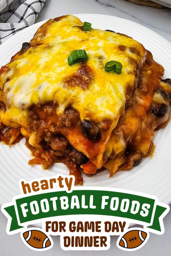 football food ideas - Mexican Lasagna Tortilla Casserole copy