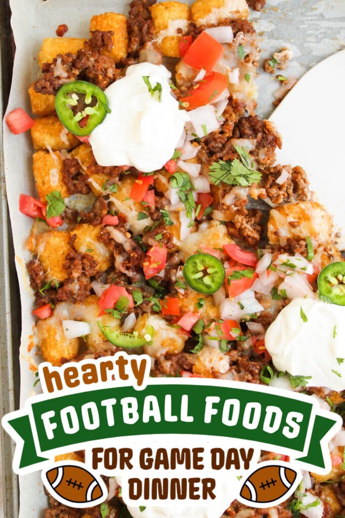 football food ideas - Sheet Pan Beef Tater Tot Nachos copy