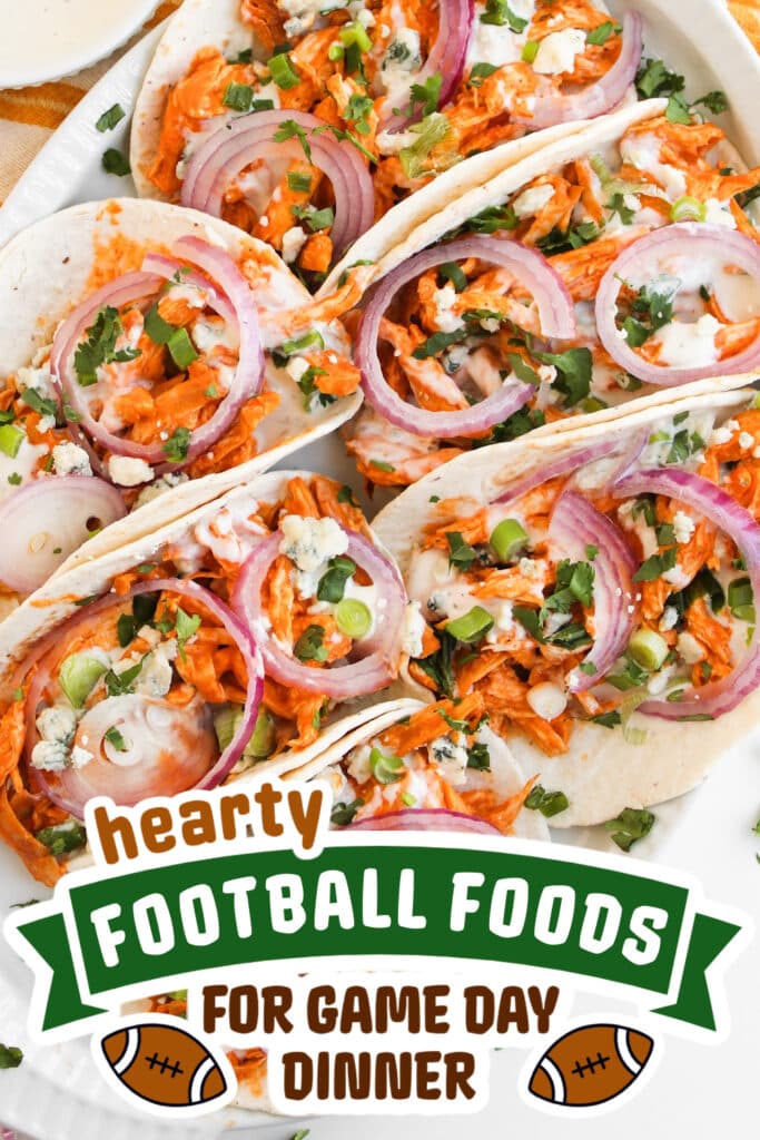 football food ideas -Spicy Cheesy Buffalo Chicken Tacos copy