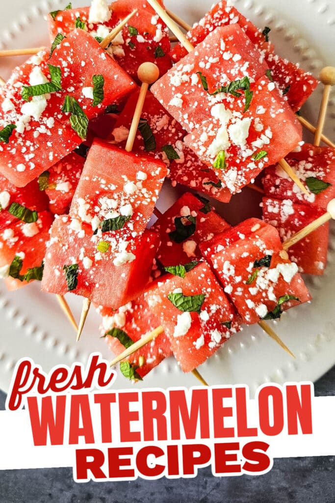 fresh watermelon recipes - Watermelon Feta Skewers copy