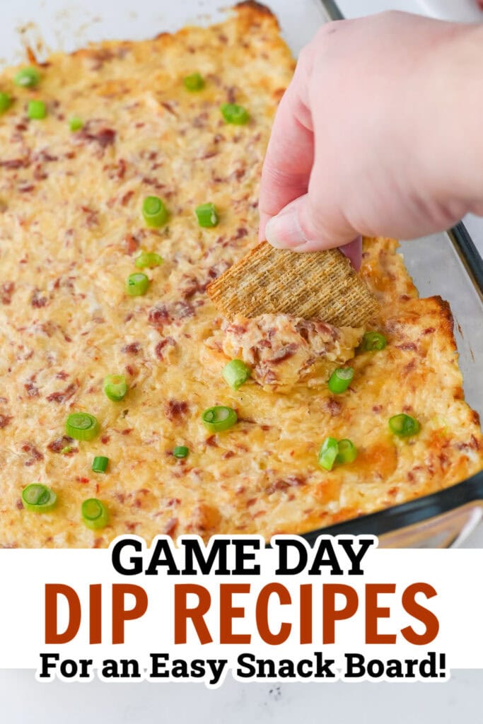 game day dips - Baked Cheesy Reuben Dip copy