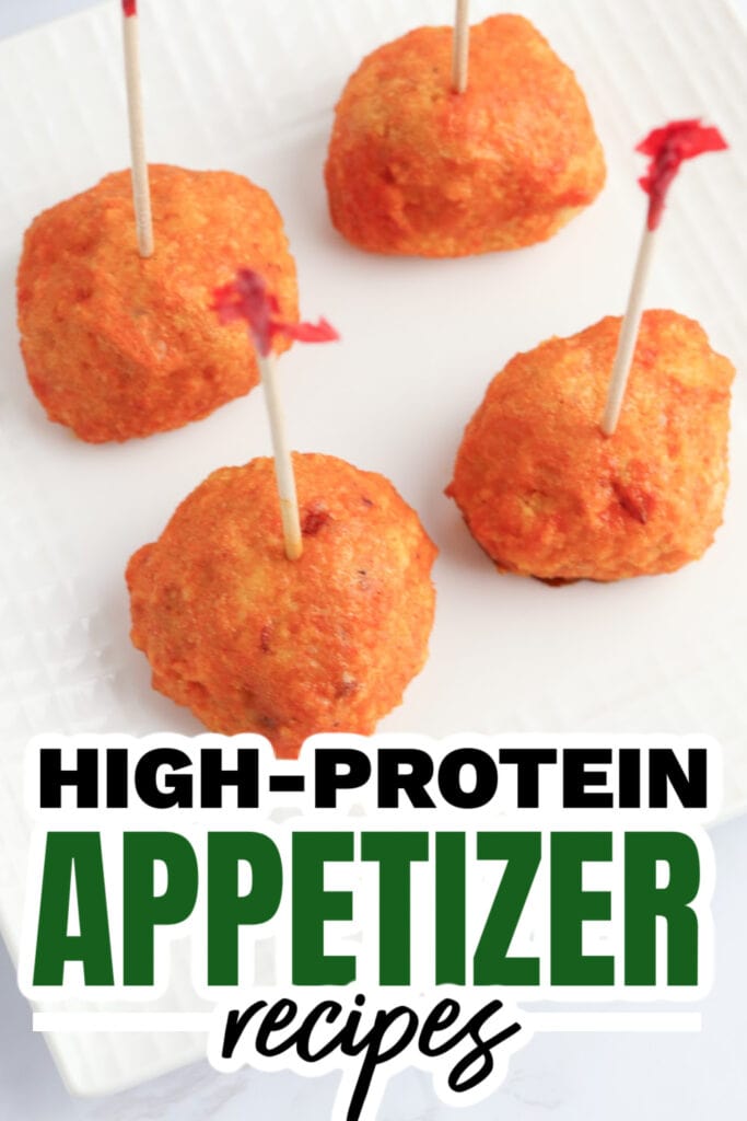 high protein appetizers - Baked Buffalo Chicken Meatballs copy
