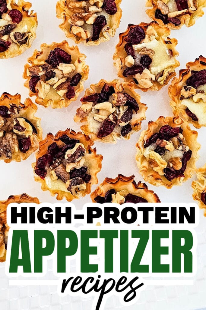 high protein appetizers - Baked Cranberry and Walnut Brie Bites copy