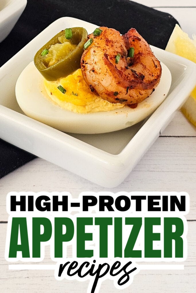high protein appetizers - Cajun Deviled Eggs with Shrimp copy