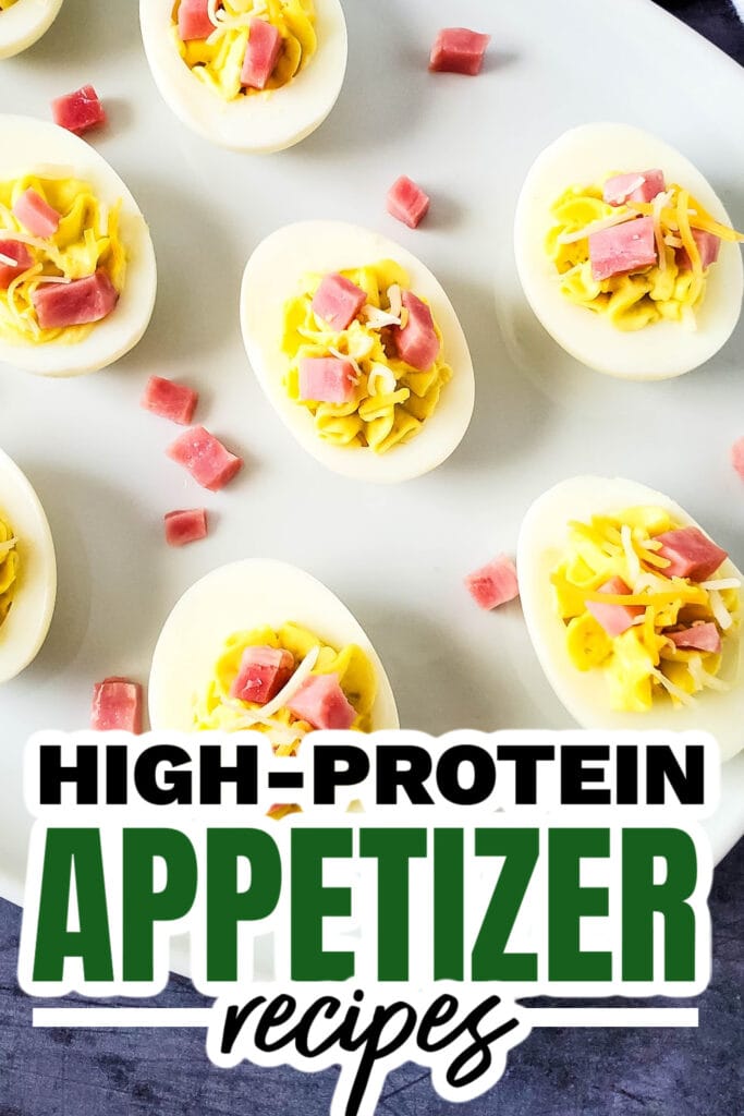 high protein appetizers - Ham and Cheese Deviled Eggs copy