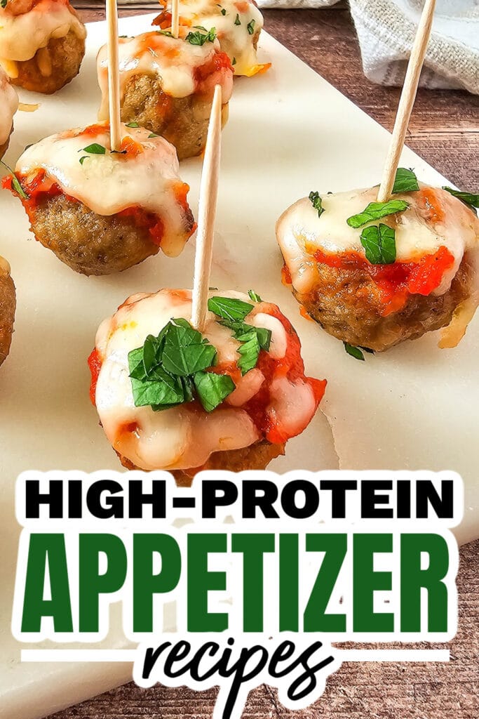 high protein appetizers - Mini Meatball Marinara Bites copy