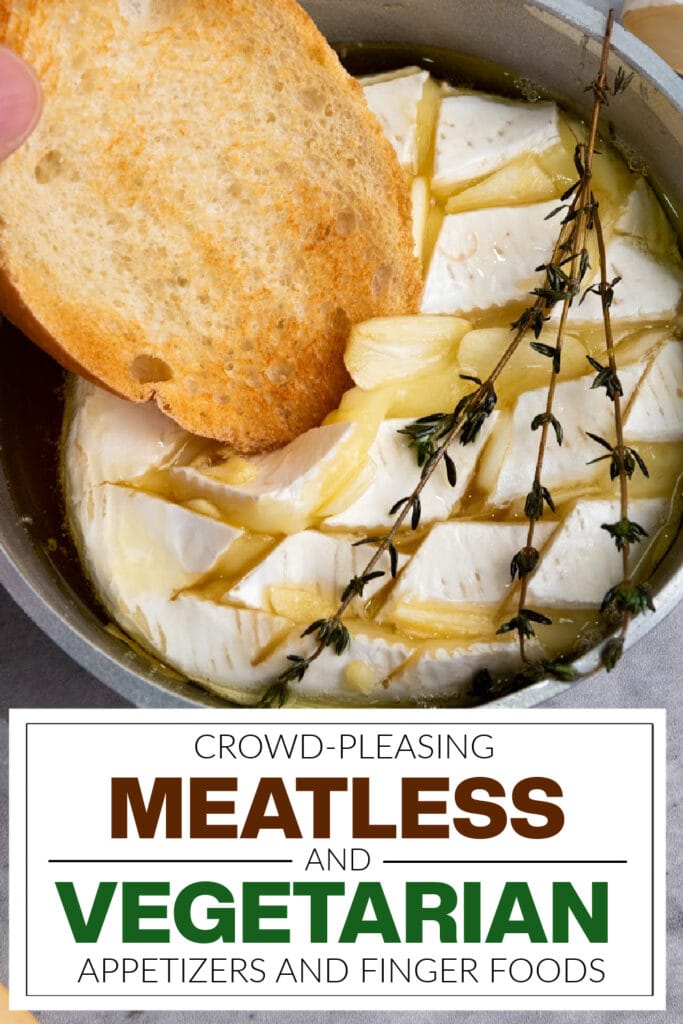 meatless and vegetarian appetizers - Baked Brie with Garlic and Honey