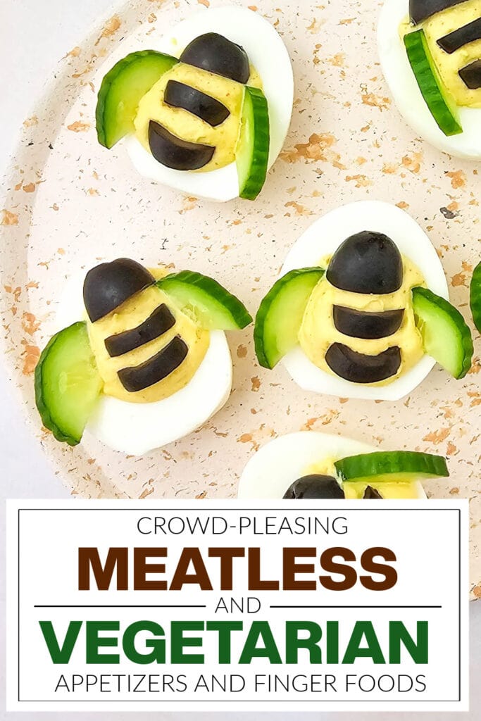 meatless and vegetarian appetizers - Bee Deviled Eggs