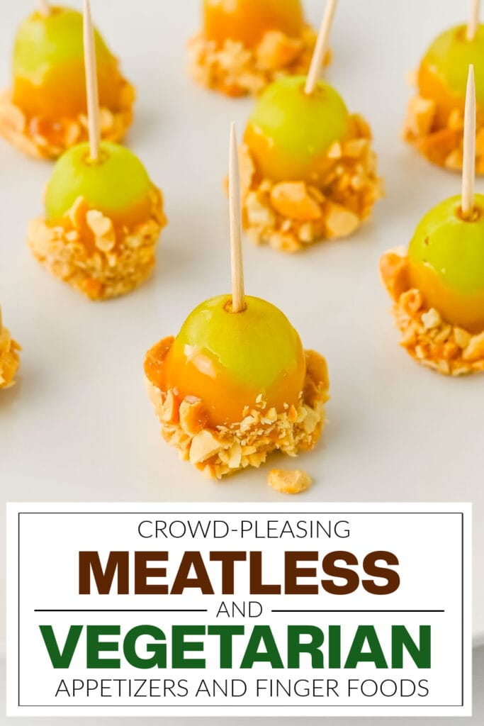 meatless and vegetarian appetizers - Caramel-Dipped Grapes with Peanuts