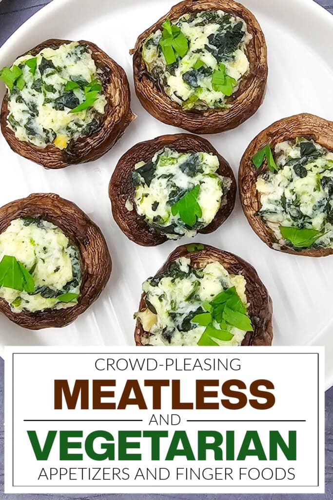 meatless and vegetarian appetizers - Creamy Spinach and Ricotta Stuffed Mushrooms