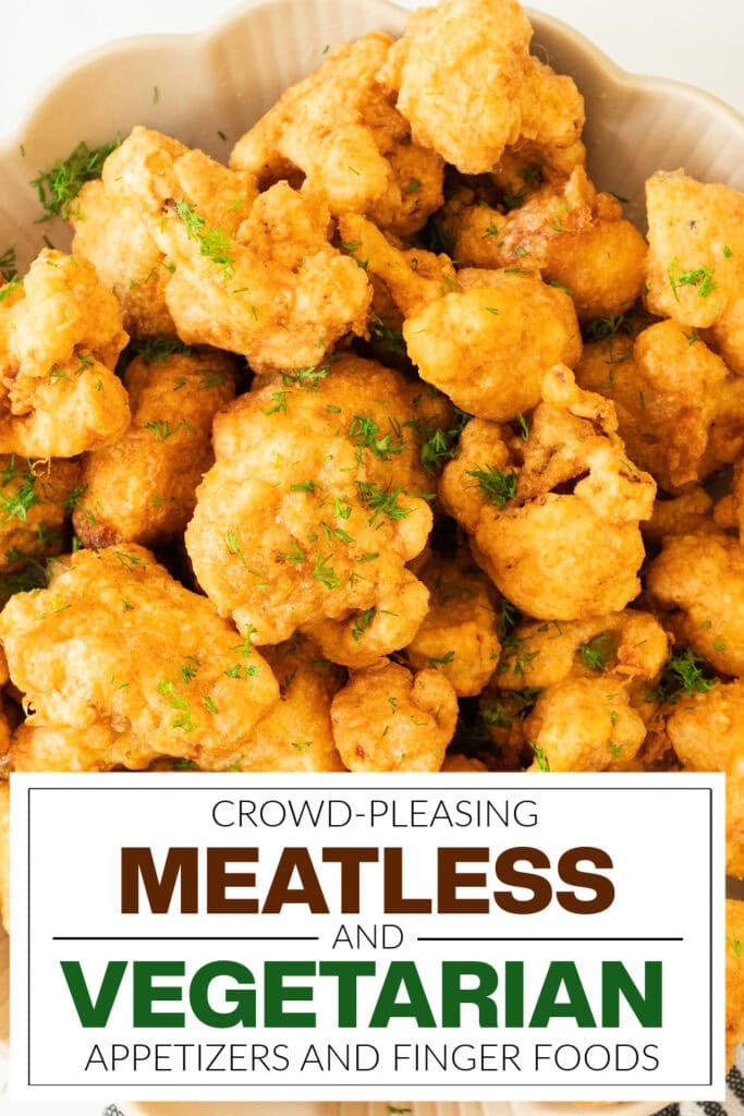 meatless and vegetarian appetizers - Crispy Cauliflower Bites with Creamy Dill Yogurt Dip