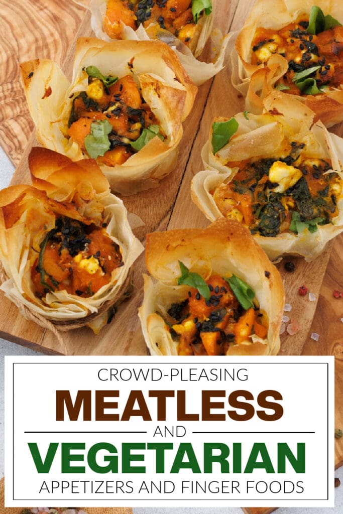 meatless and vegetarian appetizers - Pumpkin Feta Phyllo Cups