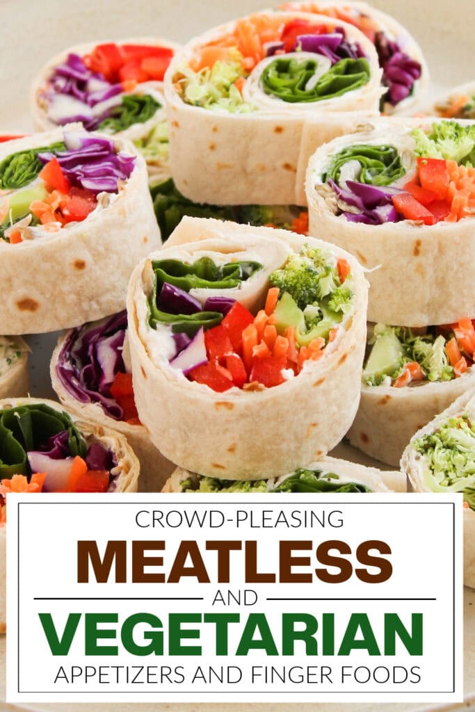 meatless and vegetarian appetizers - Rainbow Veggie Pinwheels
