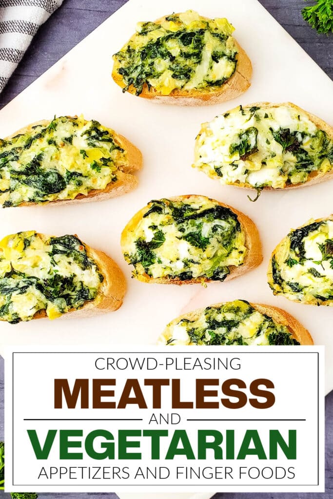 meatless and vegetarian appetizers - Spinach Artichoke Crostini