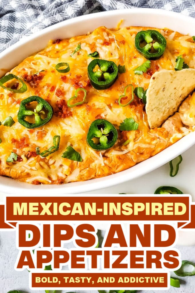 mexican dips and appetizers -Hot Cheesy Bacon Bean Dip