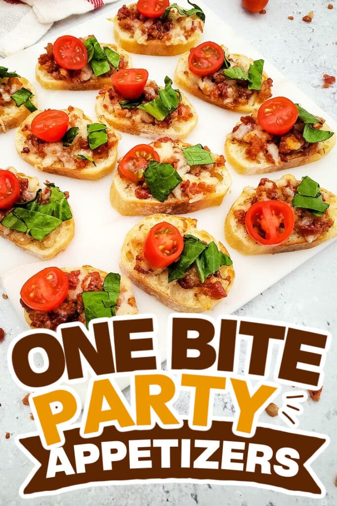 one bite party appetizers -Bacon-Topped BLT Crostini