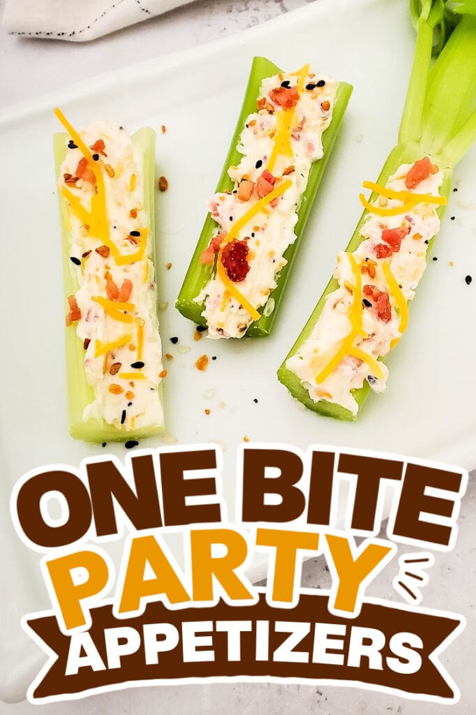 one bite party appetizers -Bacon and Cheese Stuffed Celery