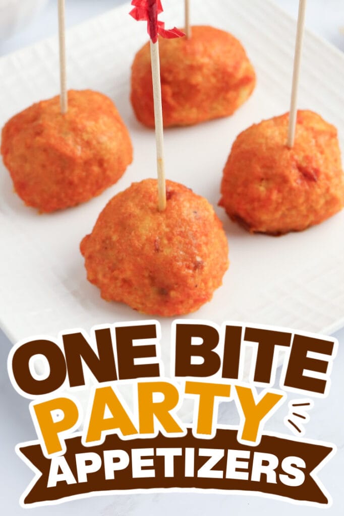one bite party appetizers -Baked Buffalo Chicken Meatballs