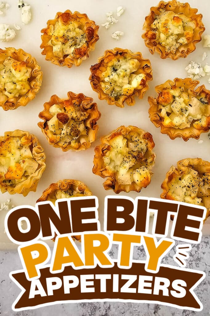 one bite party appetizers -Blue Cheese and Pear Phyllo Bites