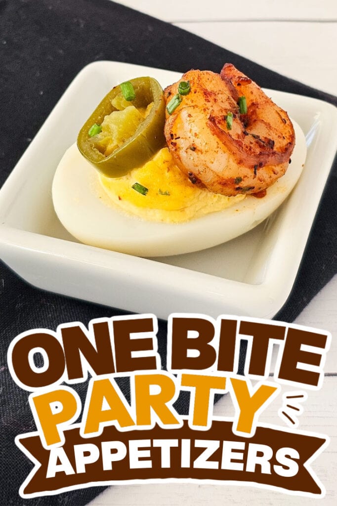 one bite party appetizers - Cajun Deviled Eggs with Shrimp