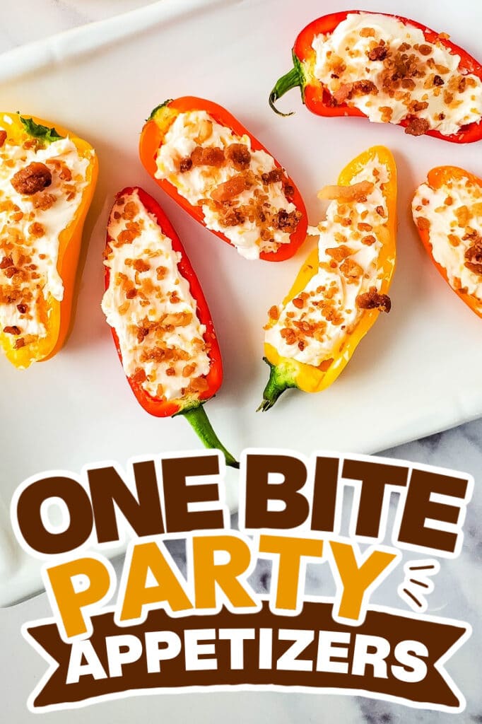 one bite party appetizers - Cheesy Bacon Stuffed Mini Peppers