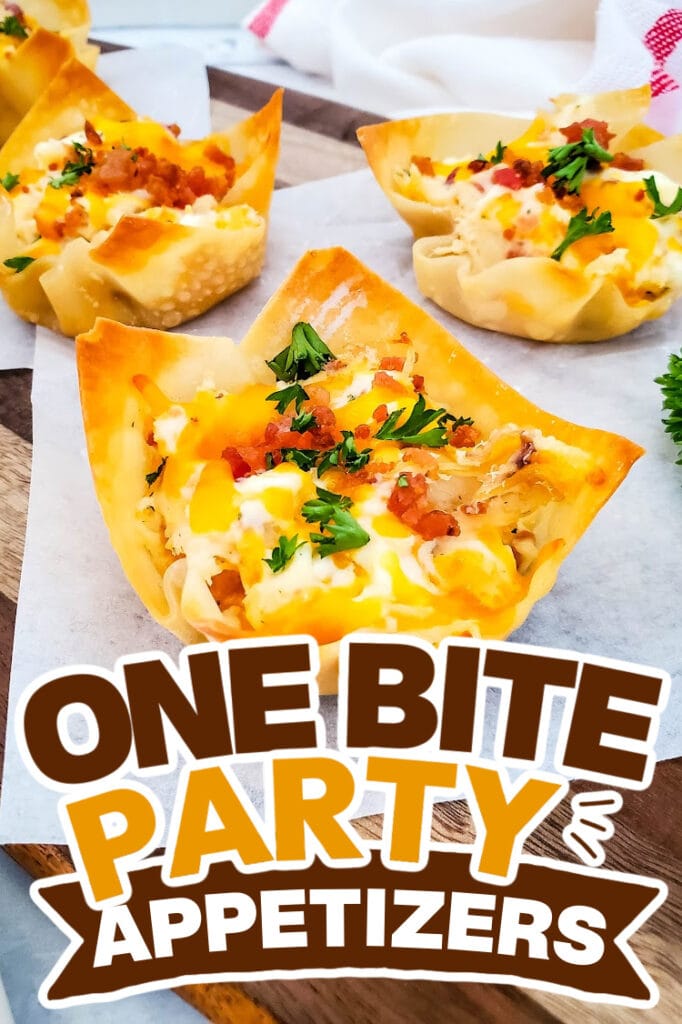 one bite party appetizers - Cheesy Ranch Chicken Wonton Cups