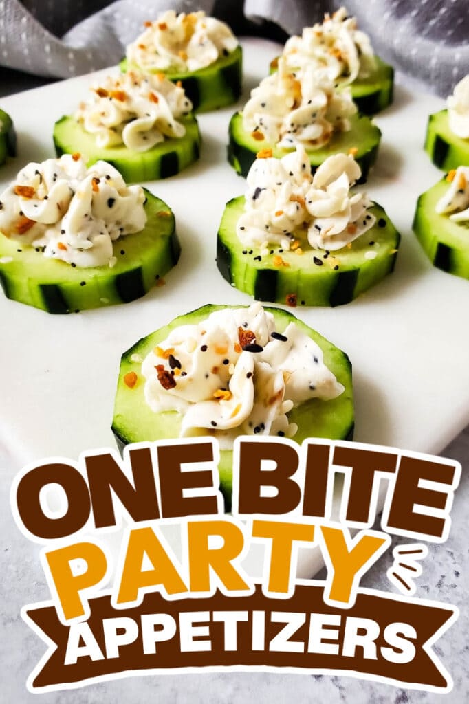 one bite party appetizers -Everything Bagel Cucumber Bites