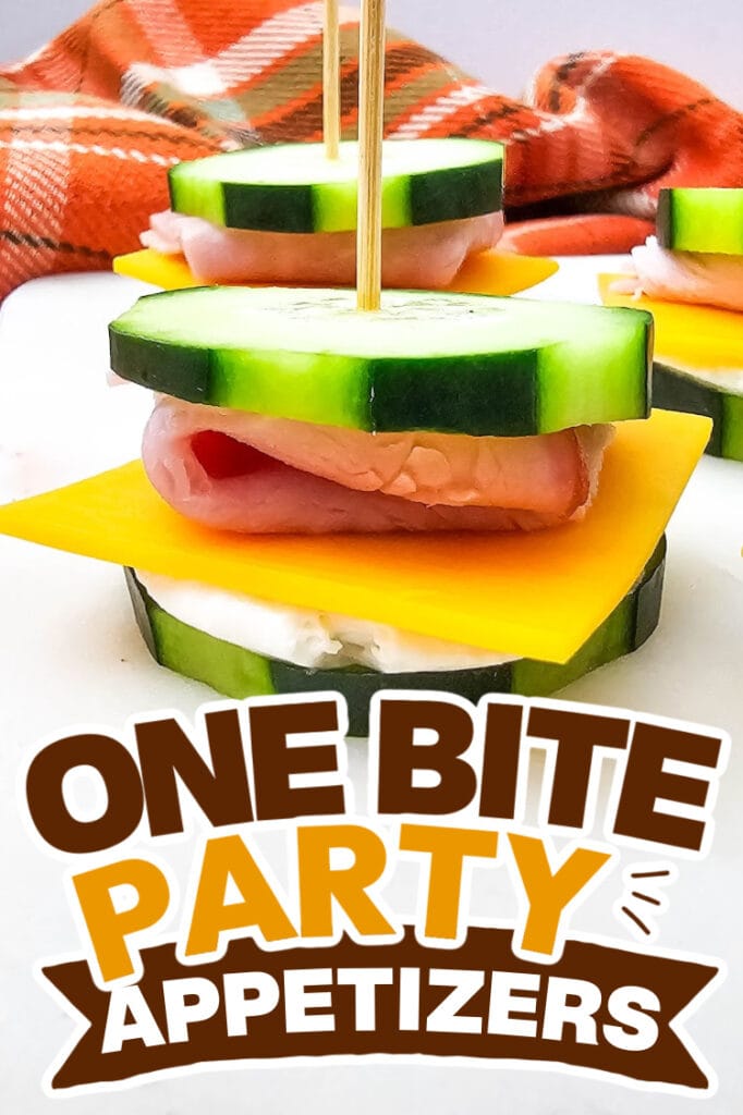 one bite party appetizers -Ham & Cheese Cucumber Sandwich Bites